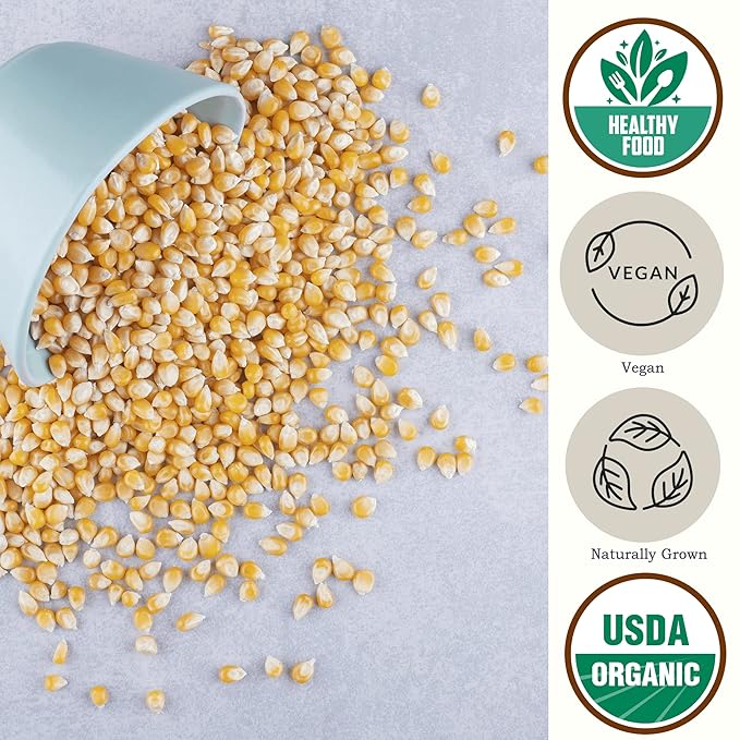 Be Still Farms Yellow Organic Popcorn Kernels (4.8lb) - Uncooked Corn Bulk Great for Movie Night - Healthy Microwave Snacks Ideal for Popping - USA Grown | USDA Certified | Vegan | Non-GMO