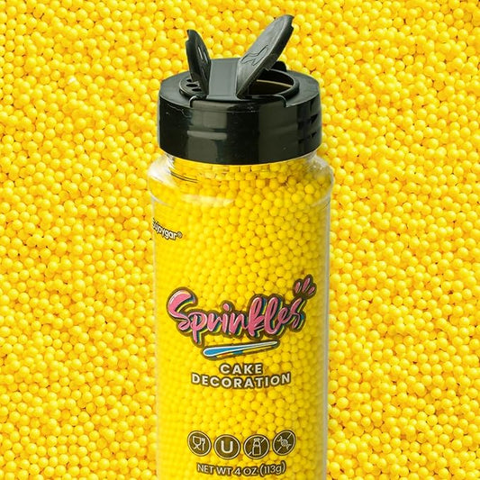 Yellow Nonpareils Sprinkles, Sujoygar 4oz Edible Cake Sprinkles for Ice Cream Toppings Cupcake Chocolate Decoration, Wedding Party Cookies Baking Dessert Food Supplies