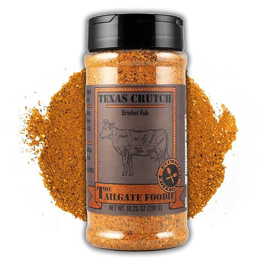 The Tailgate Foodie: Texas Crutch Brisket Rub - Smoking Rub for Brisket - Great for Brisket, Steak, Burgers - Meat Seasoning and Dry Rub - Large Shaker Bottle