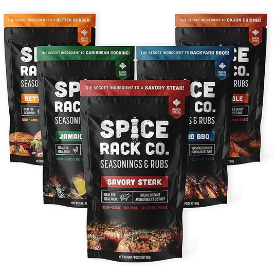 Spice Rack Co. BBQ Seasonings And Rubs - Smoking & Grilling Spices and Seasonings Sets, Grilling Accessories & Smoker Accessories, Birthday Gifts For Him, Mens Birthday Gifts For Men (5 Pack)