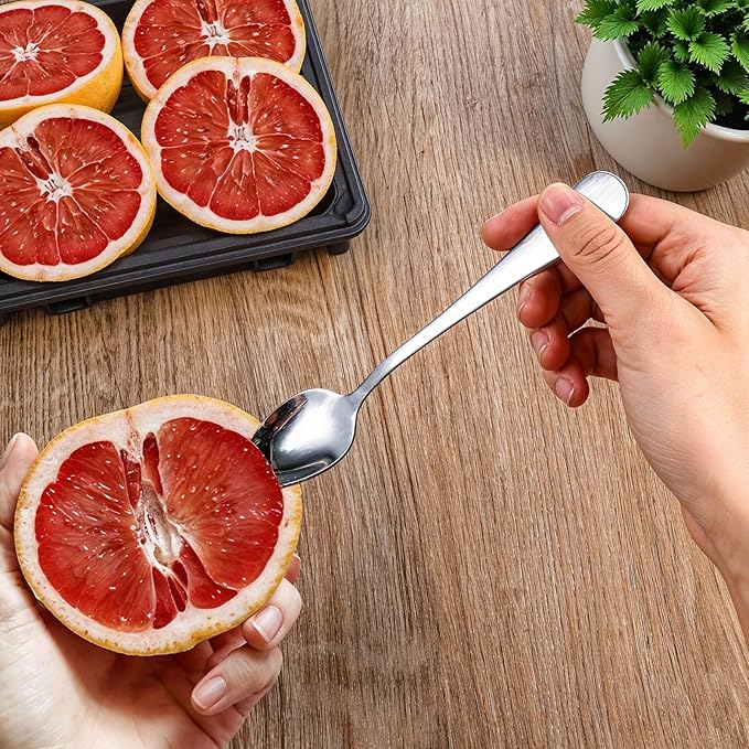 Giantree Grapefruit Spoon, Serrated Edge Grapefruit Knife, Stainless Steel Grapefruit Utensil Tool Dessert Spoons for Citrus Lemon Kiwi Salads Melon Lime Pitaya Apple Fruit Puree (3)