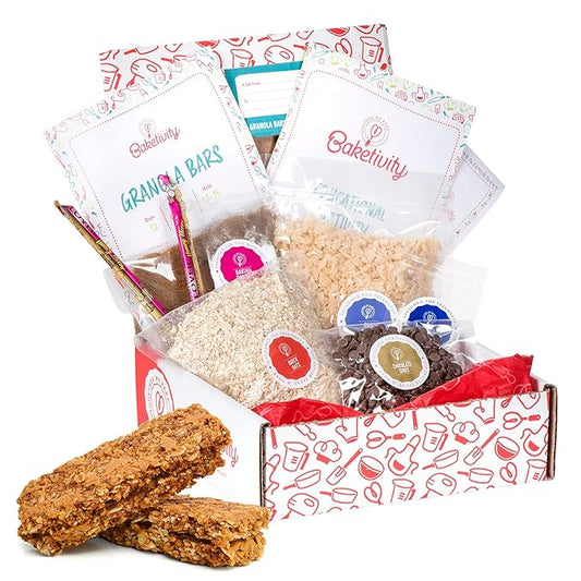 BAKETIVITY Kids Baking DIY Activity Kit - Bake Delicious Healthy Gluten Free Granola Bars with Pre-Measured Ingredients ??Best Gift Idea for Boys and Girls Ages 6-12