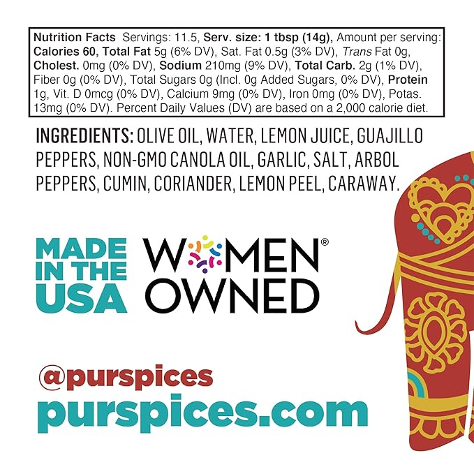 PUR Spices Original Spicy Harissa Paste I Hot Sauce for Cooking and Dipping I Spicy Chili Pepper and Garlic Paste | Middle Eastern Inspired | Plant Based, Gluten Free, No Sugar Added, Preservative and Additive Free I 6oz Jar