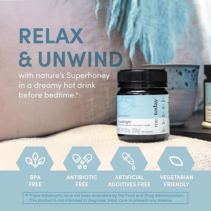 Me Today – Goodnight Mānuka Honey Blend with Chamomile and Vanilla (250g/8.8oz), 8.08 Ounce (Pack of 1)