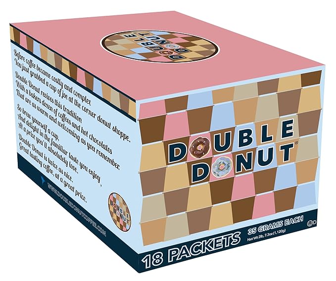 Double Donut Creamy Eggnog Hot Chocolate Mix Packets, Flavored Eggnog Hot Cocoa Mix, 18 Count