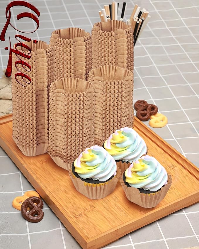 qiqee 500pcs Natural Square Cupcake Liners Muffin Linner No Smell, Food Grade Brown Baking Cups竊늆tandard Sizeç«?,<div>
