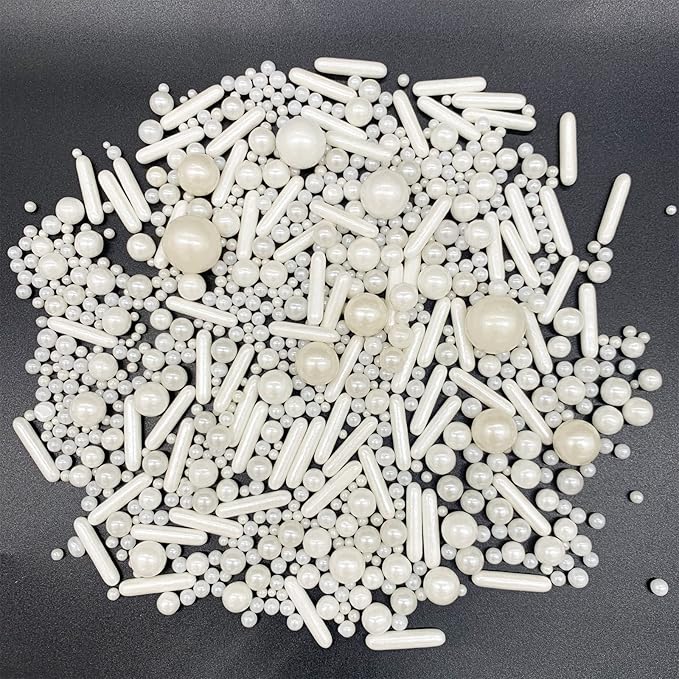 Sprinkles White Pearl Sugar Candy Mix Size Baking Cake Decorations Cupcake Toppers Cookie Decorating Ice Cream Celebrations Shaker Jar Wedding Shower Party (130g/4.58oz竊?"<div>