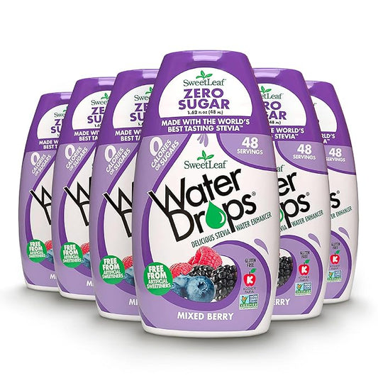 SweetLeaf Water Drops, Mixed Berry ??Sugar-Free Water Enhancer Drops, Stevia & Monk Fruit Sweetener Water Flavoring, 1.62 Oz (Pack of 6)