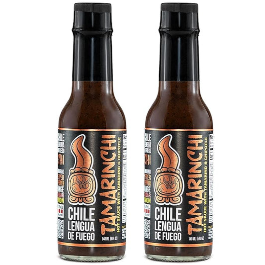 Hot Sauce | Chile Lengua de Fuego (Pack of 2, Tamarinchi) – Mild Tamarind & Chipotle Hot Sauce with Citrus & Garlic, Sweet Smoky Gourmet Sauce