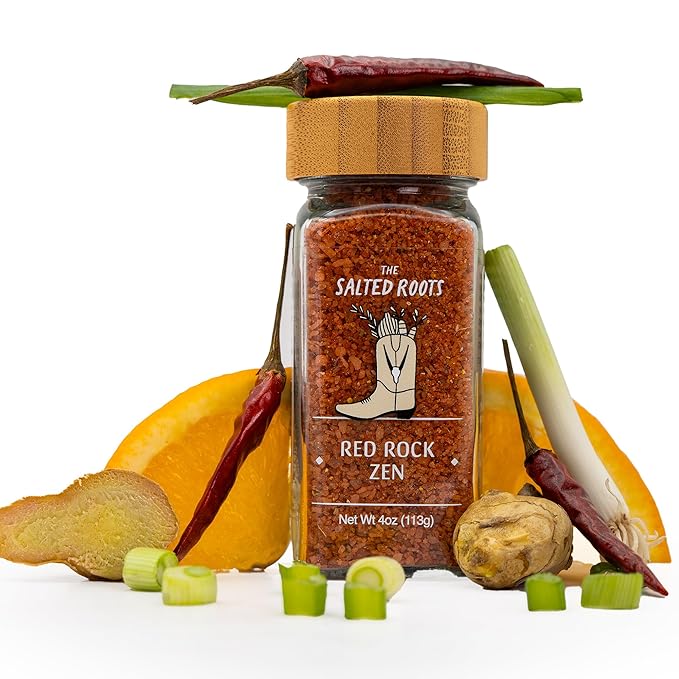The Salted Roots - Red Rock Zen Salt - Umami-Rich Gourmet Blend with Miso, Wasabi, Thai Chili & Citrus - Hawaiian Red Clay Sea Salt for Sushi, Stir-Fry & Seafood - 4oz Jar