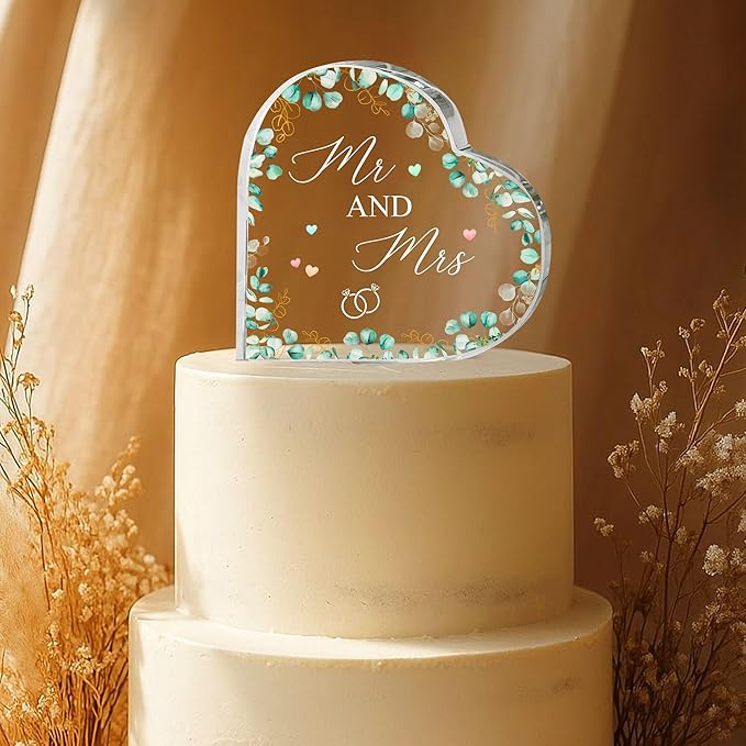 Wedding Acrylic Cake Toppers, Bride And Groom Cake Topper, Mr And Mrs Cake Topper, Anniversary Decorations (Wedding gift)