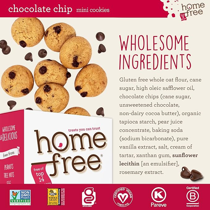 Homefree Treats You Can Trust Gluten Free Mini Cookies, Chocolate Chip, 5 Ounce