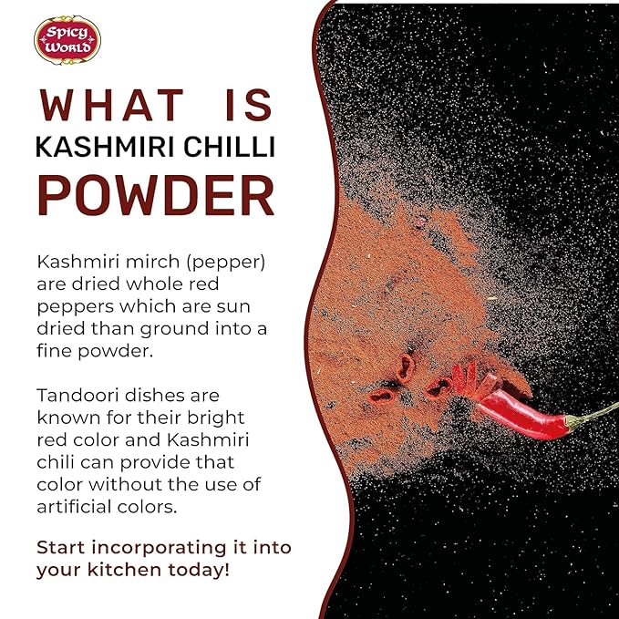 Spicy World Kashmiri Chili Powder Red 2 Ounce bag | All Natural Low Heat, Red Chili Powder - Red Pepper Powder