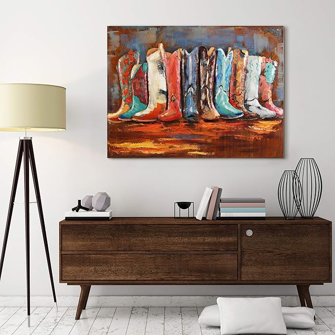 Empire Art Direct Cowboy?셲 Boots Mixed Media Iron Hand Painted Dimensional Wall Art, 30" x 40" x 2.4", Ready to Hang