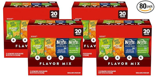 Kettle Brand and Late July Snacks Mix Variety Pack, 20 Count Snack Bags (Pack of 4)
