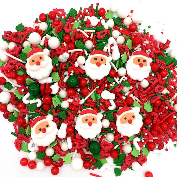 Santa Claus Sprinkles 7oz Candy Sugar Sprinkle Red and Green Sprinkles Cake Decorations Cupcake Toppers Cookie Decorating Ice Cream Celebrations