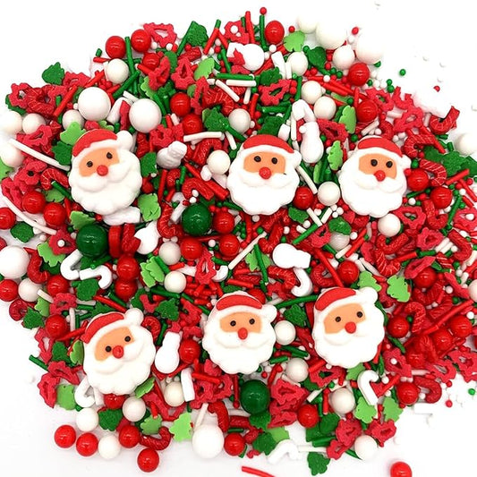 Santa Claus Sprinkles 7oz Candy Sugar Sprinkle Red and Green Sprinkles Cake Decorations Cupcake Toppers Cookie Decorating Ice Cream Celebrations