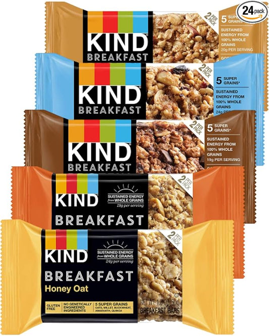 Kind Breakfast Bars Variety 5 Flavors In Sanisco Packaging (12 Pack (24 Bars))