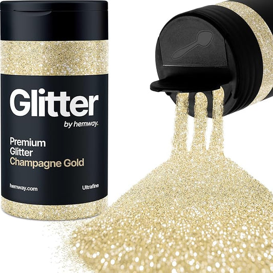 Hemway Premium Glitter Shaker - Champagne Gold | 130g Ultrafine Metallic Flake Sequins for Resin & Epoxy Crafts | Craft Supplies for Tumblers, Festival, Art