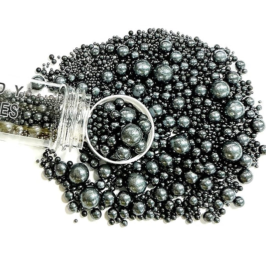 Sprinkles Edible Black Pearl Sugar Sprinkles Candy 142g/5.01oz Mix Size Black Pearls Baking Cupcake Toppers Cookie Ice Cream Decorations for Wedding Parties Valentines Day Halloween Christmas
