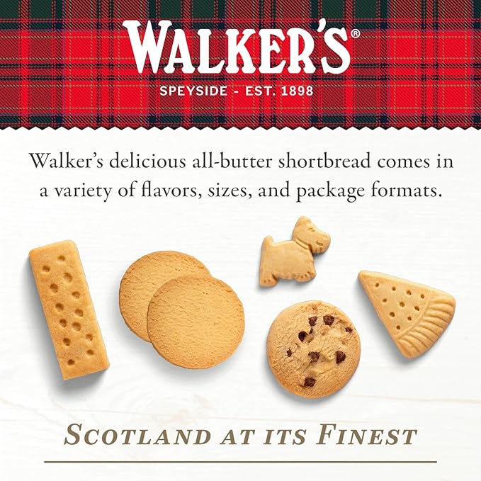 Walker's Shortbread Mini Chocolate Chip Cookies, Pure Butter Shortbread Cookies, 4.4 Oz (Pack of 6)