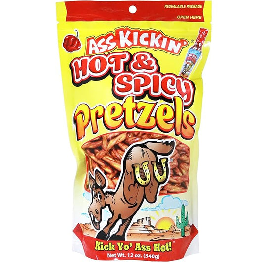 ASS KICKIN??Pretzels 12 Ounce Size Flavor Pack Seasoned Pretzel Twists (12oz, Hot & Spicy)