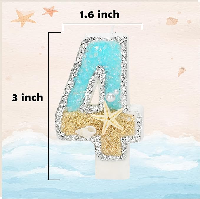 Birthday Candle for Cake, Beach Starfish Sequins Candles, 2.76 inch Cake Topper Decoration for Birthday Party (Number 24)