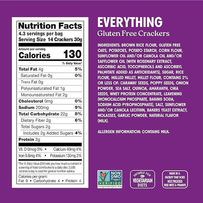 Milton’s Gluten Free Crackers Variety Bundle (Crispy Sea Salt, Multi-Grain, Everything) - Non-GMO Project Verified, Kosher, Certified Gluten Free Snack, Whole Grains In Every Bite - 4.5 Oz, Pack of 3