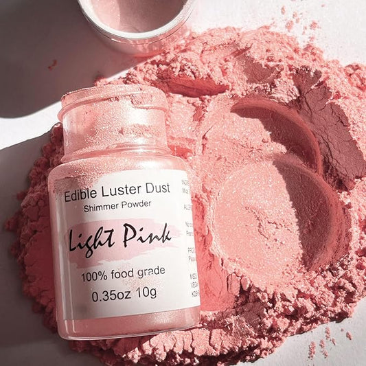 Edible Pink Luster Dust for Cake Decorating ??0.35oz Colaele Gold Shimmering Edible Glitter Dust for Chocolates, Metallic Food Coloring Powder for Edible Glitter for Drinks Cocktails, No Gluten,Vegan