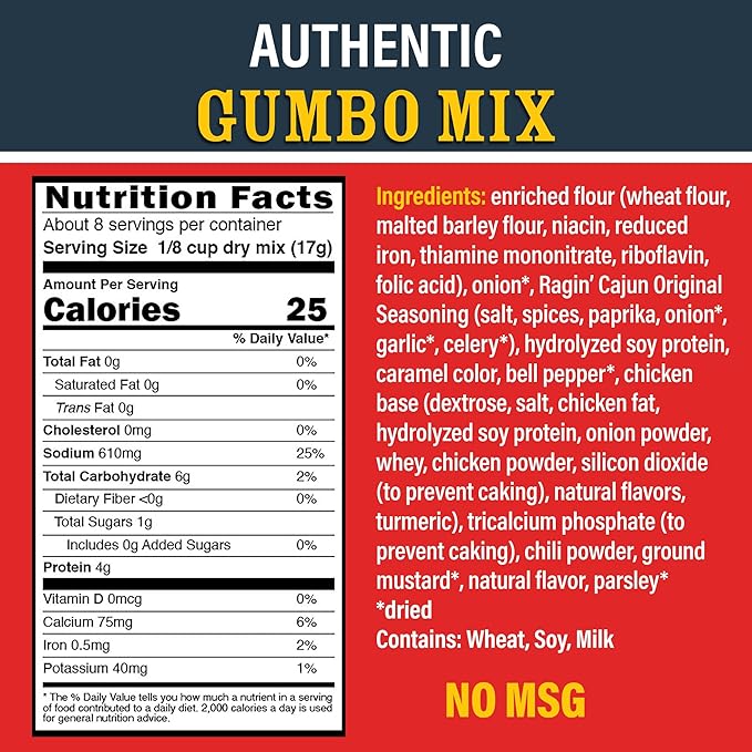 Ragin' Cajun Authentic Gumbo Mix - 5 oz Box, Pack of 3, No MSG, Authentic Louisiana Creole Soup Base for Chicken, Sausage & Seafood