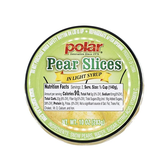 MW Polar Pear Slices in Light Syrup, glass jar 10oz (Pack of 12)