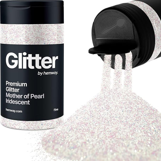 Hemway Premium Glitter Shaker - Mother of Pearl Iridescent | 130g Fine Metallic Flake Sequins for Resin & Epoxy Crafts | Craft Supplies for Tumblers, Festival, Art