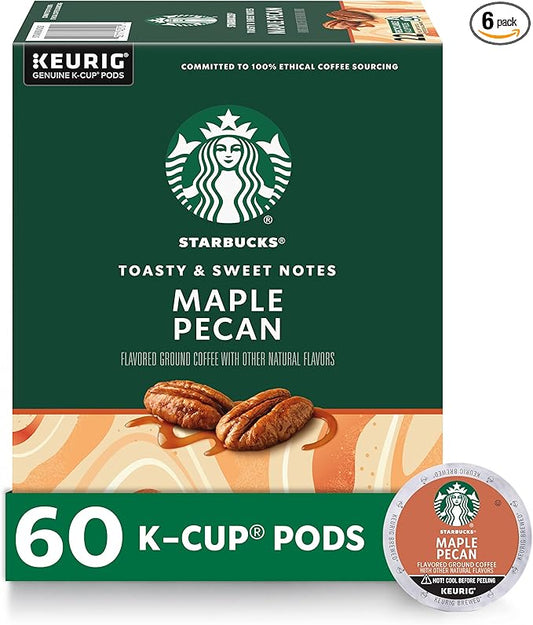 Starbucks Coffee K-Cup Pods, Maple Pecan Flavored Coffee, Naturally Flavored, 100% Arabica, 6 Boxes (60 Pods Total)