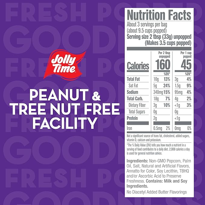 Jolly Time Blast O Butter, Ultimate Movie Theater Butter Microwave Popcorn, 3.2oz Sharing Bag, 3 Bags Per Carton (Blast O Butter, 3.2 Ounce (Pack of 36))
