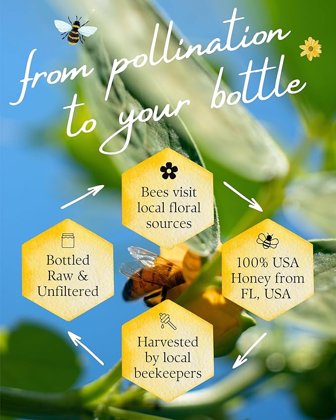Orchard Pond Raw Wildflower Honey - Pure & Unfiltered, Locally Sourced with Diverse Floral Flavors, 16 ounce