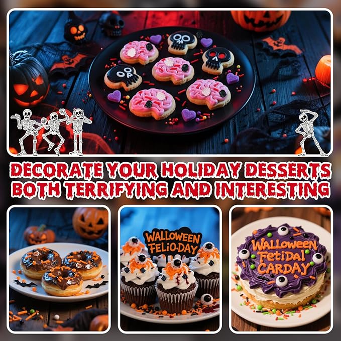 Edible Halloween Sprinkles,Purple Heart Pink Brain and Black Skull Monster, Red Black Pearls and Jimmies Mixed,130g/4.58ounce ,Perfect for Cake Decorations, Baking, Ice Cream, Cookies, Cupcake Topper,Halloween Supplies Children's Party