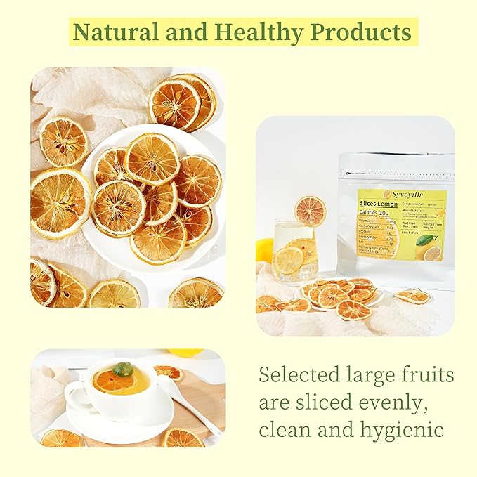 Dried Lemon Slices,Dehydrated Lemon Slices 8.82oz/250g Perfect for Cocktails,Fruit Tea, Garland, Crafts and Baking Sweet Wheels for Garnish, 100% Natural No Additives No Added Sugar