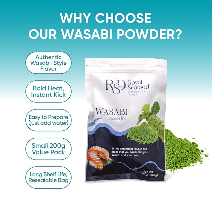RSF ??Premium Wasabi Powder 200g (7 oz) ??Real Japanese Horseradish Root Powder for Sushi, Sashimi & Dipping - Hot Wasabi Powder Organic, Gluten-Free Japanese Seasoning