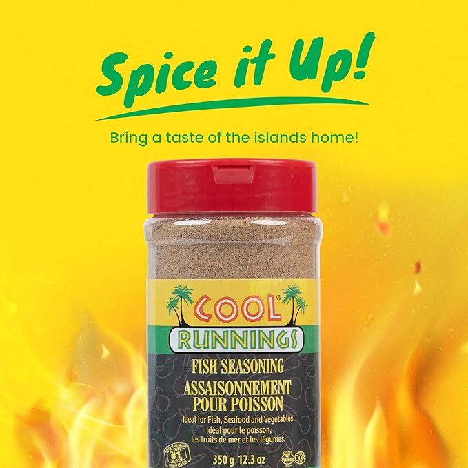 Cool Runnings Fish Seasoning 350g - Authentic Caribbean Spice Blend for Grilled, Baked, and Fried Fish, Ideal for Enhancing Seafood Dishes