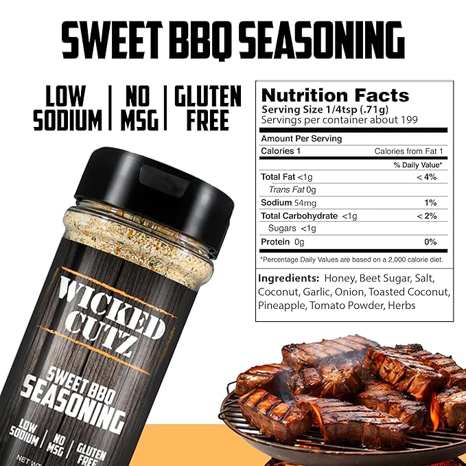 Wicked Cutz Sweet BBQ Grill Seasoning Set, 2 Pack of Grilling Spices, Jerky Seasoning, Low Sodium & Gluten Free Spices & Seasonings