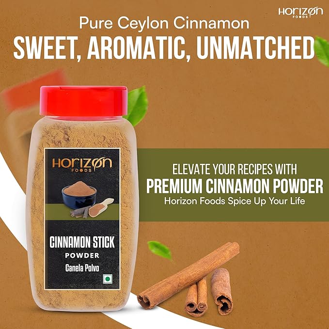 Horizon Foods Premium Red Chili Powder - 200g Indian Spice Blend for Tikka Masala Sauce, Mexican Oregano & Mixed Vegetables. Perfect Seasoning with Guajillo Chiles & Ancho Chili Flakes in Your Indian Spice Box (200g, Ground Cinnamon Powder)