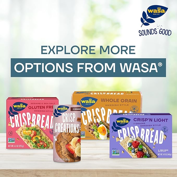 Wasa Sesame and Sea Salt Crisp Creations, 8.3 oz. (Pack of 8), Large Round Toppable Crackers Made With Real Sea Salt for Snacking and More, Wholesome Oven Baked Crackers With a Hearty Crunch