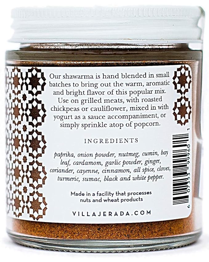 Villa Jerada, Shawarma Premium Seasoning - Aromatic Middle Eastern Spice Blend (Wonderful For Chicken, Beef, Lamb), 1.76 oz (SHAWARMA 1 JAR)