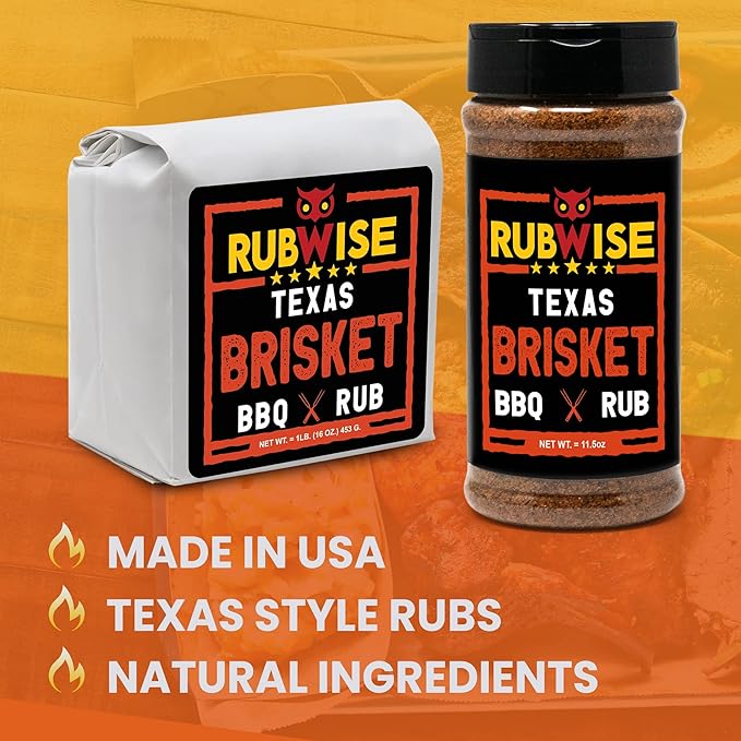 RubWise Texas Style BBQ Brisket Rub | Barbecue Rubs and Spices for Smoking and Grilling | Beef Seasoning Dry Mix Grill Blend | Smoky & Savory Flavor | Great on Steaks, Ribs & Burgers | 11.5oz