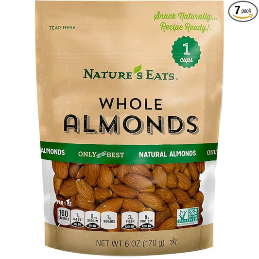 Nature's Eats Whole Natural Almonds 6oz, 6 Ounce (Pack of 7)