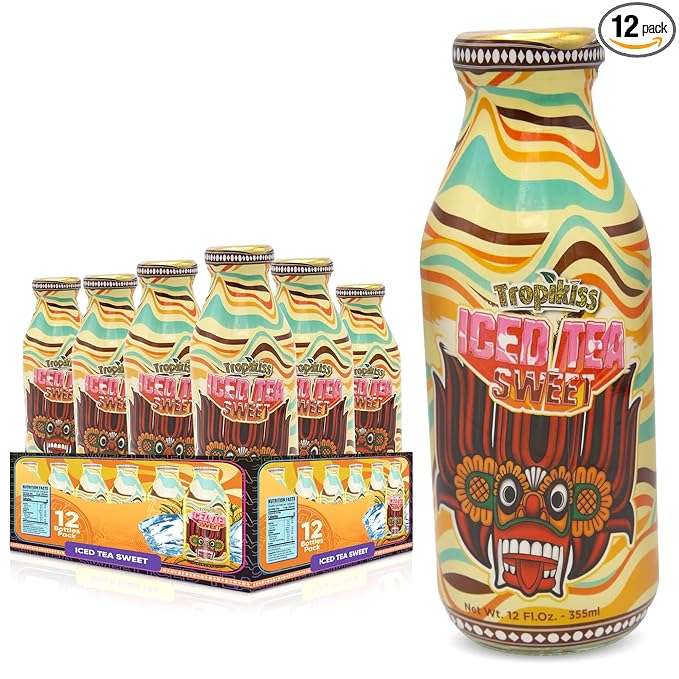 Tropikiss 12-Pack Sweet Iced Tea – Antioxidant-Rich Refreshing Drink | Natural Bottled Ice Tea | Healthy & Flavorful Beverage