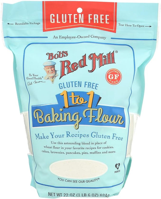 Bob's Red Mill Gluten Free 1 to 1 Baking Flour, 22oz (Pack of 1) - Non GMO, Vegan, Kosher