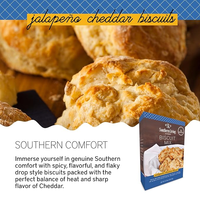 Southern Living Gourmet Jalapeno Cheddar Biscuit Mix, Easy-to-Bake Delight, Dinner Biscuits, Breakfast Biscuits, Baking Mix, Pantry Staple, Makes 10 Biscuits