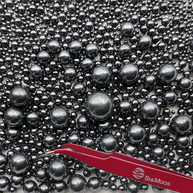 SE Si&Moos Black Edible Pearls Black Pearl Sprinkles for Cake Decorating Edible Cake Sugar Pearls Halloween Christmas Cookie Decorations Edible Cake Decorations for Cakes,Cupcakes Toppers 3.5 OZ with Tweezers