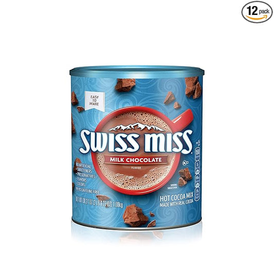 Swiss Miss Milk Chocolate Flavor Hot Cocoa Mix Canister, 38.27 Ounce (Pack of 12)